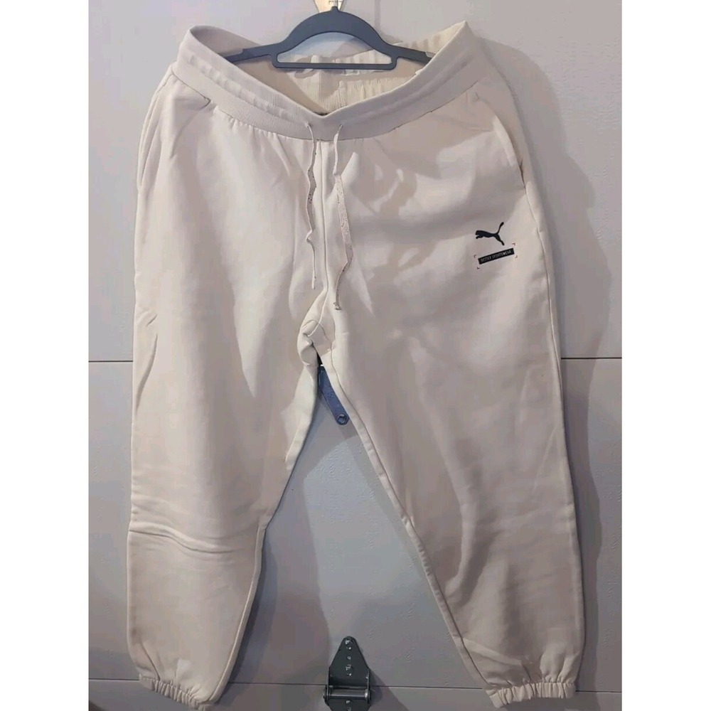 Puma Essentials Sweatpants Womens cream Casual Athletic Bottoms sz L